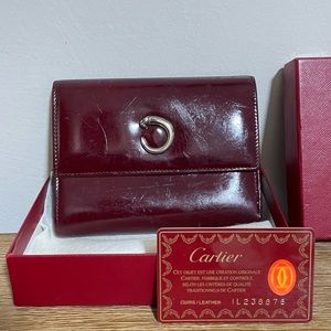 Vintage Cartier Panthère leather wallet burgundy